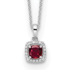 10kw 1/10ct Lab Grown Diamond VS/SI+ G+ & Cr Ruby Comp 18in Necklace