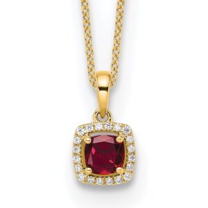 10k 1/10ct Lab Grown Diamond VS/SI+ G+ & Cr Ruby Comp 18in Necklace