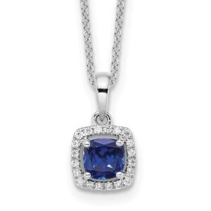10kw 1/10ct Lab Grown Dia VS/SI+ G+ & Cr Sapphire Comp 18in Necklace