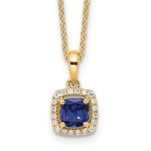10k 1/10ct Lab Grown Diamond VS/SI+ G+ & Cr Sapphire Comp 18in Necklace