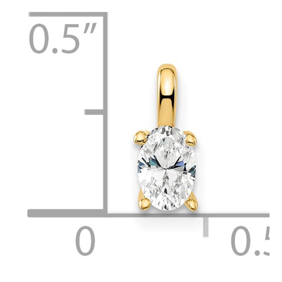 14k 1/3 ct Lab Grown Diamond VS/SI+ G+ Complete Oval Solitaire Pendant - Image 4