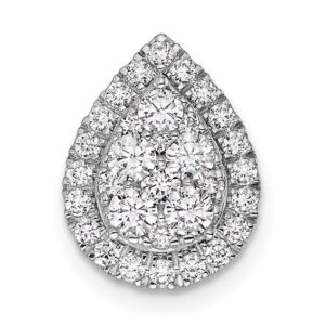14kw 5/8ct Lab Grown Diamond VS/SI+ G+ Comp Teardrop Halo Chain Slide