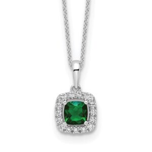 10kw 1/4ct Lab Grown Diamond VS/SI+ G+ & Cr Emerald Comp 18in Necklace