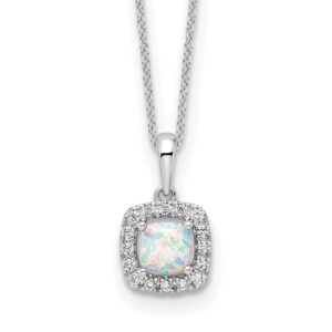 10kw 1/4ct Lab Grown Diamond VS/SI+ G+ & Cr Opal Comp 18in Necklace