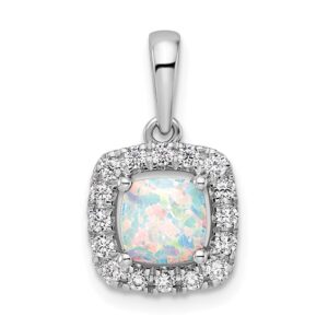 14kw 1/4ct Lab Grown Dia VS/SI+ G+ Oct Birthstone Cr Opal Halo Pendant