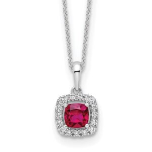 10kw 1/4ct Lab Grown Diamond VS/SI+ G+ & Cr Ruby Comp 18in Necklace