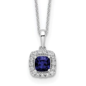 10kw 1/4ct Lab Grown Dia VS/SI+ G+ & Cr Sapphire Comp 18in Necklace