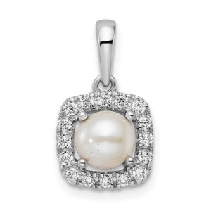 14kw 1/4ct Lab Grown Dia VS/SI+ G+ June Birthstone FWC Pearl Halo Pendant