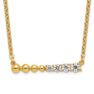 14k 1/4ct Lab Grown Diamond VS/SI+ G+ Beaded Bar 18in Necklace