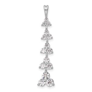 14k White Gold 1 ct Lab Grown Dia VS/SI+ G+ Five 3 Stone Bar Chain Slide
