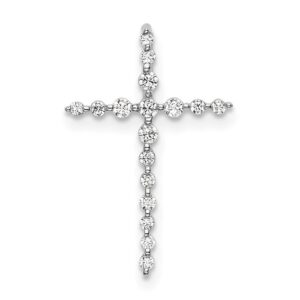 14kw 1/6ct Lab Grown Diamond VS/SI+ G+ Comp Cross Chain Slide Pendant