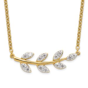 14k 3/8ct Lab Grown Dia VS/SI+ G+ Comp Branch with Leaves 18in Necklace