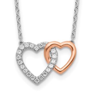 14ktt 1/5ct Lab Grown Dia VS/SI+ G+ Comp 18in Interlocking Heart Necklace