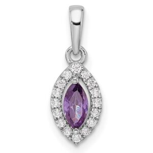 14kw 1/10 ct Lab Grown Dia VS/SI+ G+ & Amethyst Feb Birthstone Pendant