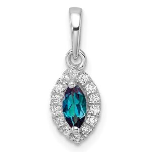14kw 1/10ct Lab Grown Dia VS/SI+ G+ &Cr Alexandrite June Birthstone Pendant