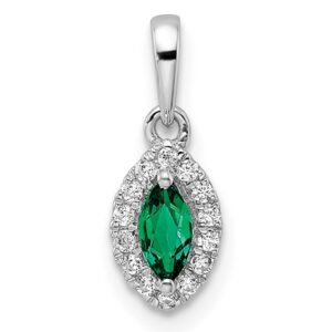 14kw 1/10 ct Lab Grown Dia VS/SI+ G+ & Cr Emerald May Birthstone Pendant