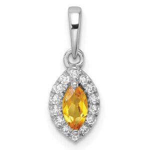 14kw 1/10 ct Lab Grown Dia VS/SI+ G+ & Citrine November Birthstone Pendant