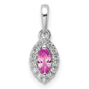 14kw 1/10 ct Lab Grown Dia VS/SI+ G+ & Cr Sapphire Oct Birthstone Pendant