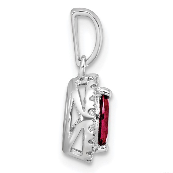 14kw 1/10 ct Lab Grown Dia VS/SI+ G+ & Cr Ruby July Birthstone Pendant - Image 2