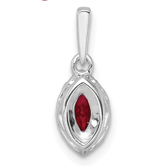 14kw 1/10 ct Lab Grown Dia VS/SI+ G+ & Cr Ruby July Birthstone Pendant - Image 3