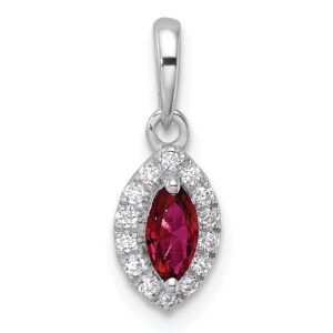14kw 1/10 ct Lab Grown Dia VS/SI+ G+ & Cr Ruby July Birthstone Pendant