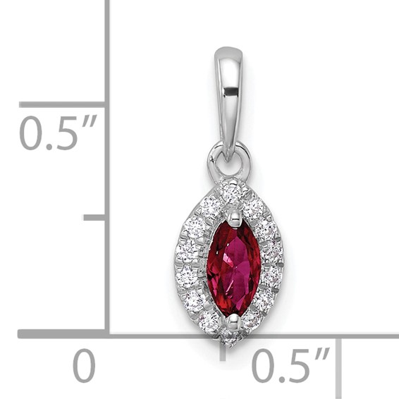 14kw 1/10 ct Lab Grown Dia VS/SI+ G+ & Cr Ruby July Birthstone Pendant - Image 4