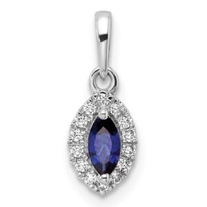 14kw 1/10 ct Lab Grown Dia VS/SI+ G+ & Cr Sapphire Sept Birthstone Pendant