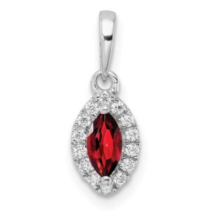 14kw 1/10 ct Lab Grown Dia VS/SI+ G+ & Garnet January Birthstone Pendant