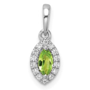 14kw 1/10 ct Lab Grown Dia VS/SI+ G+ & Peridot August Birthstone Pendant