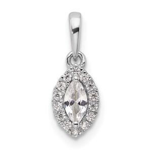 14kw 1/10 ct Lab Grown Dia VS/SI+ G+ & Sapphire April Birthstone Pendant