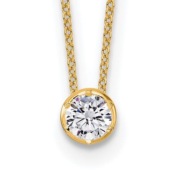 14k 1/2 ct Lab Grown Diamond VS/SI+ G+ 18 in Comp Solitaire Slide Necklace