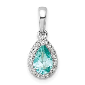 14kw 1/8 ct Lab Grown Dia VS/SI+ G+ & Cr Paraiba Pear Pendant