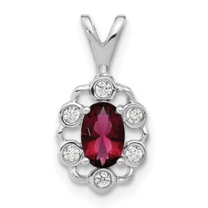 14k White Gold 1/10 ct Lab Grown Diamond VS/SI+ G+ & Cr Ruby Pendant