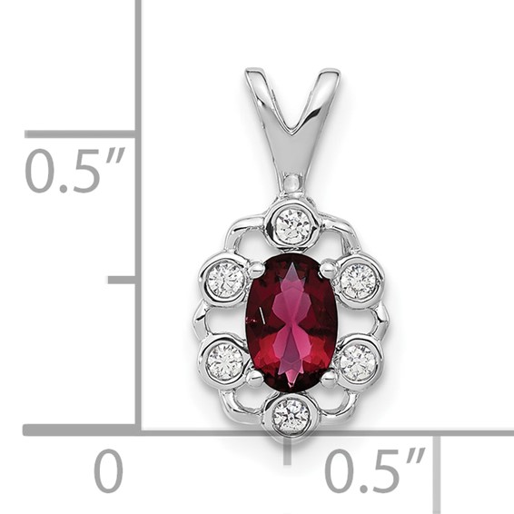 14k White Gold 1/10 ct Lab Grown Diamond VS/SI+ G+ & Cr Ruby Pendant - Image 4