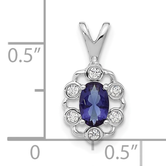 14k White Gold 1/10 ct Lab Grown Diamond VS/SI+ G+ & Cr Sapphire Pendant - Image 4