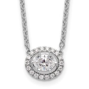 14k White Gold 5/8ct Lab Grown Diamond VS/SI+ G+ Oval 18in Necklace