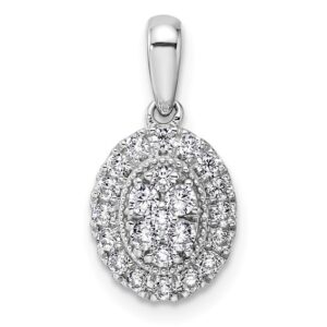 14k White Gold 3/8 ct Lab Grown Diamond VS/SI+ G+ Oval Halo Pendant