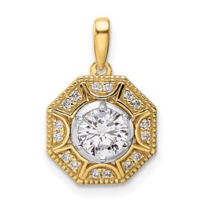 14k Two-tone 3/4 ct Lab Grown Diamond VS/SI+ G+ Octogon Halo Pendant