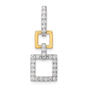 14k Two-Tone 1/2 ct Lab Grown Dia VS/SI+ G+ Dangle Square Slide Pendant