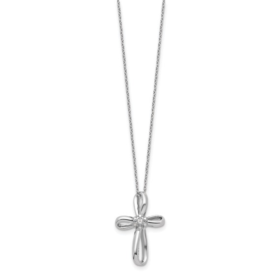 14kw .01ct Lab Grown Dia VS/SI+ G+ Comp 18in Cross Pendant Necklace - Image 2