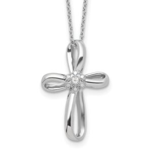 14kw .01ct Lab Grown Dia VS/SI+ G+ Comp 18in Cross Pendant Necklace