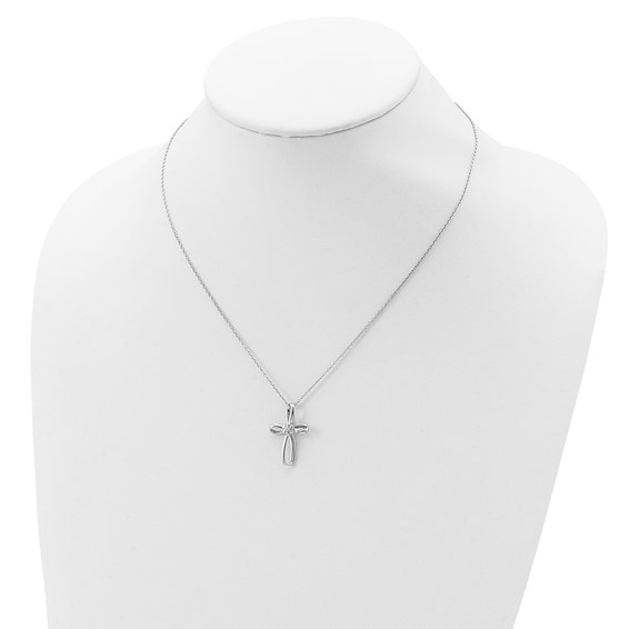 14kw .01ct Lab Grown Dia VS/SI+ G+ Comp 18in Cross Pendant Necklace - Image 3