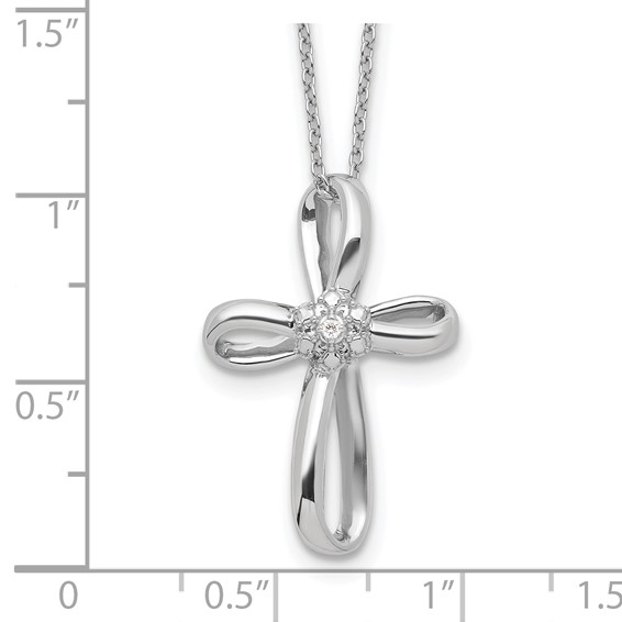 14kw .01ct Lab Grown Dia VS/SI+ G+ Comp 18in Cross Pendant Necklace - Image 4