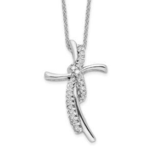 14kw 1/8ct Lab Grown Dia VS/SI+ G+ Comp 18in Cross Pendant Necklace