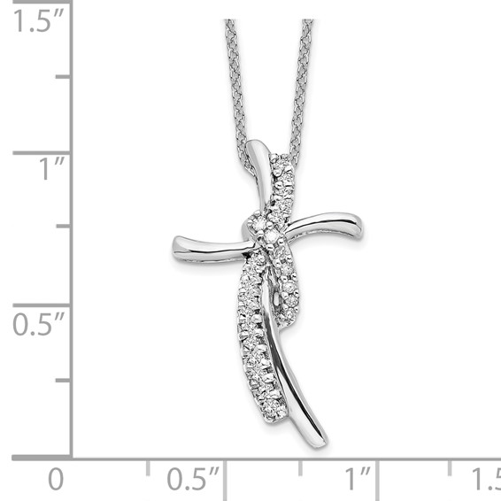 14kw 1/8ct Lab Grown Dia VS/SI+ G+ Comp 18in Cross Pendant Necklace - Image 3