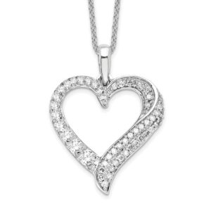 14kw 1/2ct Lab Grown Dia VS/SI+ G+ Comp 18 in Heart Pendant Necklace