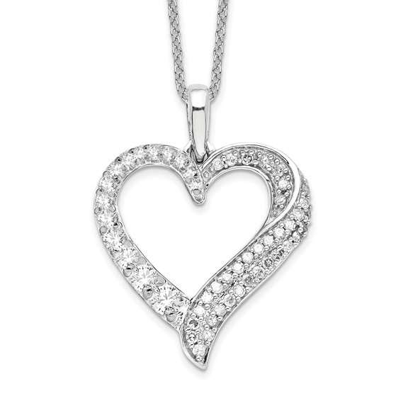 14kw 1/2ct Lab Grown Dia VS/SI+ G+ Comp 18 in Heart Pendant Necklace