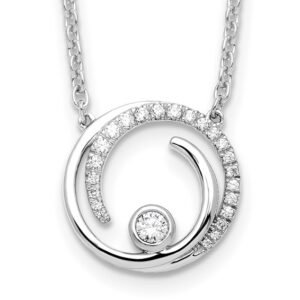 14kw 1/5ct Lab Grown Dia VS/SI+ G+ Comp 18in Swirl Circle Design Necklace