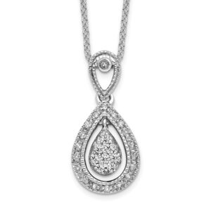 14kw 1/5ct Lab Grown Dia VS/SI+ G+ Comp 18in Teardrop Pendant Necklace