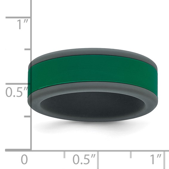 Silicone Grey with Removable Green Center 8mm Band - Image 5
